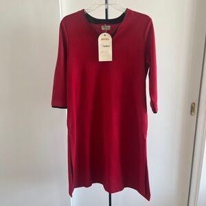 NWT Fabindia Valentine Kurta Knit Dress Women Blood 🩸 Red & Black Cotton Medium